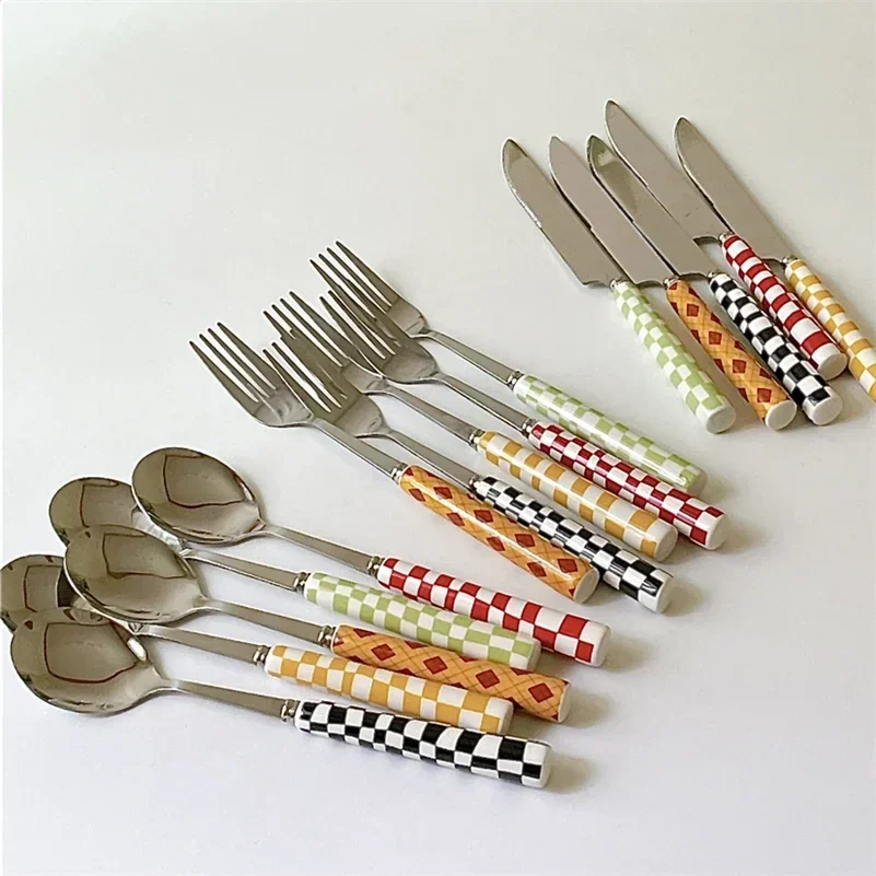 Bamboo Cutlery - 3pcs/set Stainless Steel Knife Fork Spoon