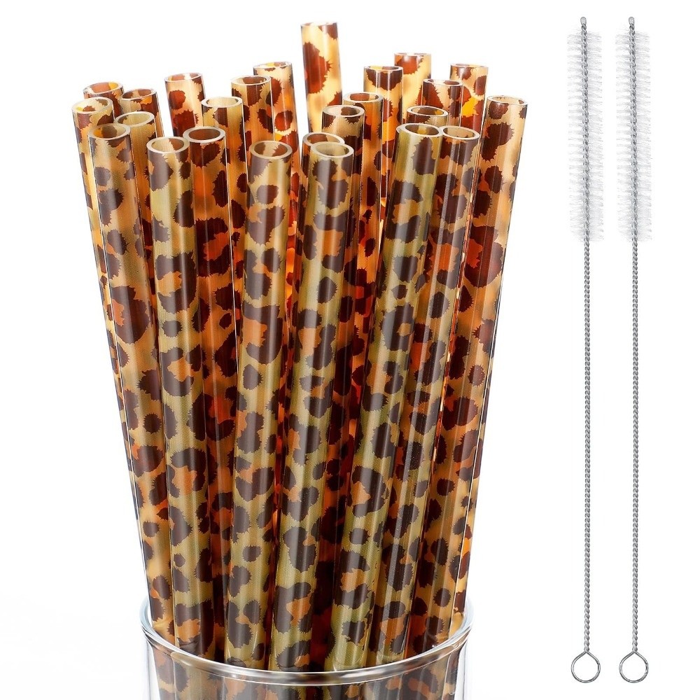 Trendy Leopard Print Drinking  - огляд і ціна Reusable Straw