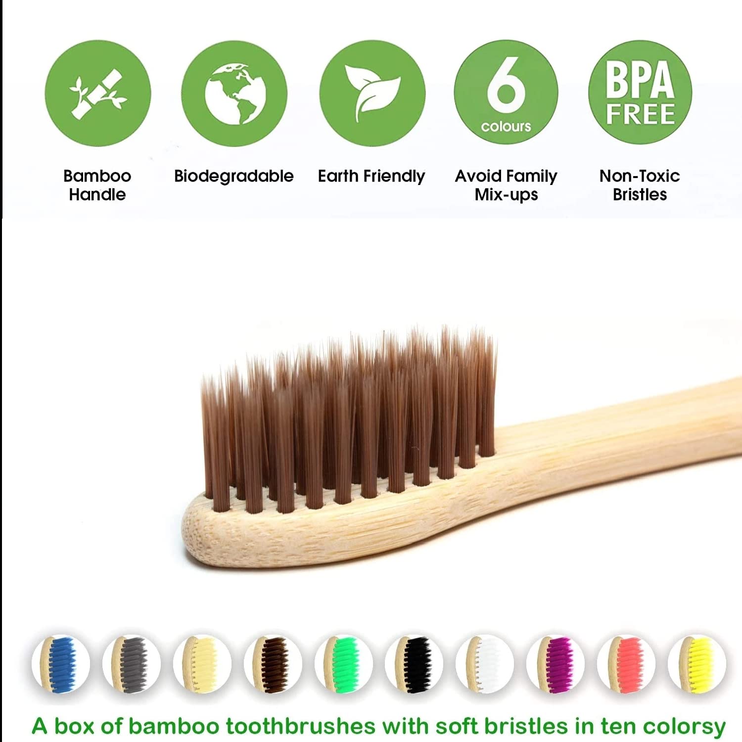 10 Pack Natural Bamboo Toothbr - огляд і ціна Bamboo Toothbrush