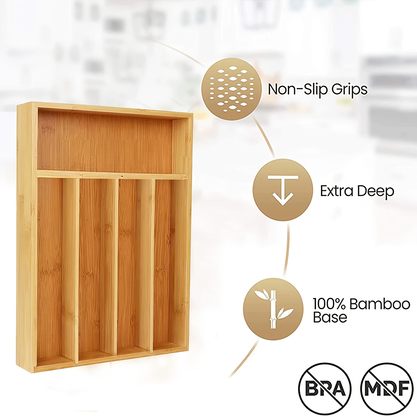 Bamboo Kitchen Drawer Organize - огляд і ціна Bamboo Cutlery